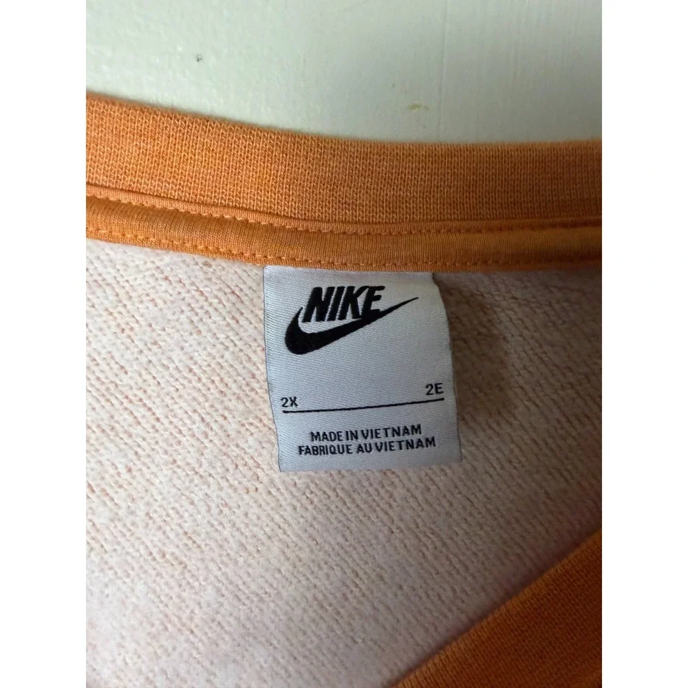 Nike Sweatshirt Womens 2X Orange Logo Front Pullover 80% Cotton